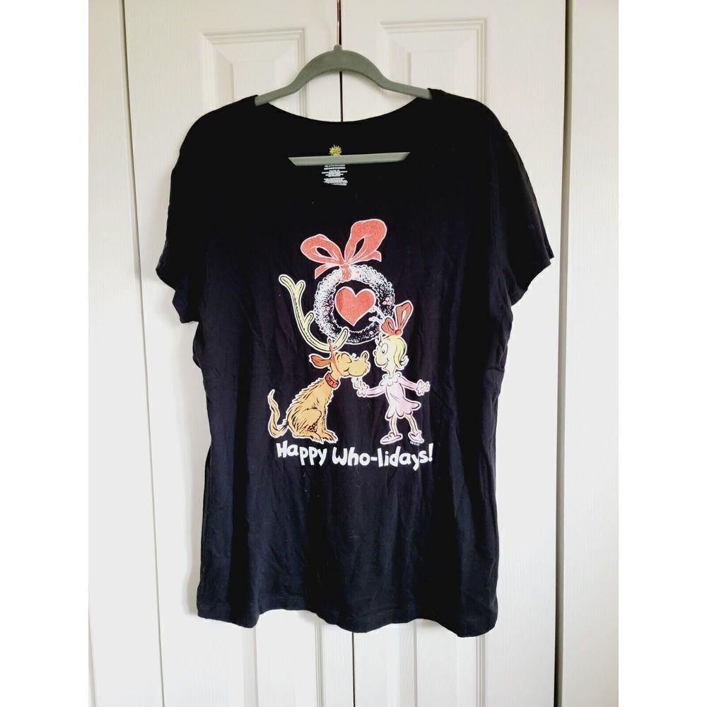 The Grinch XXL‎ Women's T-shirt Classic Funny Shirt Black 2X Happy Who-lidays